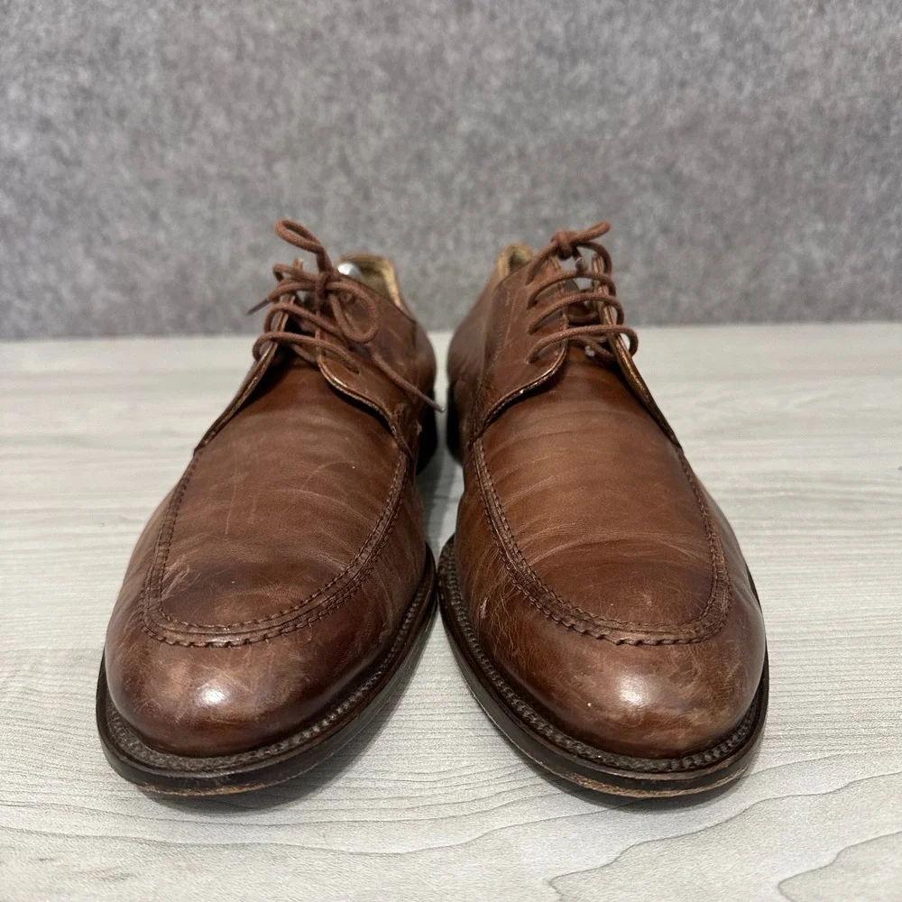 Mercanti Fiorentini Apron Toe Derby Mens 12 Brown Leather Dress Shoes 5559 Italy